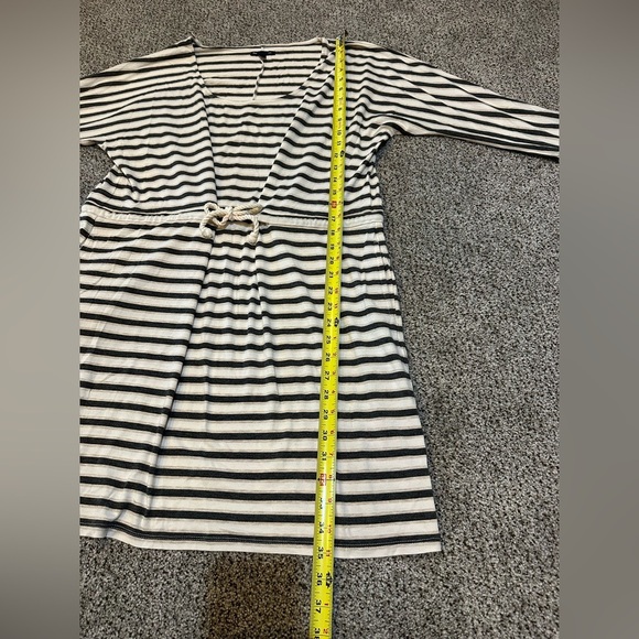 GAP Size L Cotton Knit Ivory Gray Striped Nautical Dress Rope Bow Belt R $69 - Picture 7 of 11
